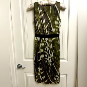 Giambattista Valli Olive and Cream Sleeveless Dress, Made in Italy, size XS.
